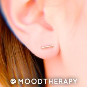 Gold Bar Stud Earrings w/925 sterling silver posts